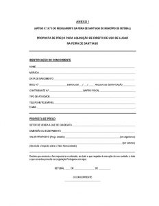 miniatura de Feira de Sant’Iago – Proposta de Preço para Aquisição de Direito de Uso de Lugar – Formulário