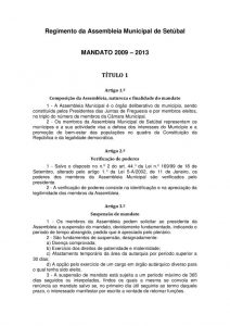 miniatura de Regimento da Assembleia Municipal 2009_2013