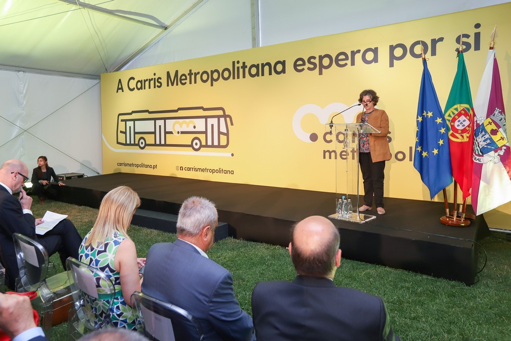 Início das operações da Carris Metropolitana. Vice-presidente da Câmara Municipal de Setúbal, Carla Guerreiro.