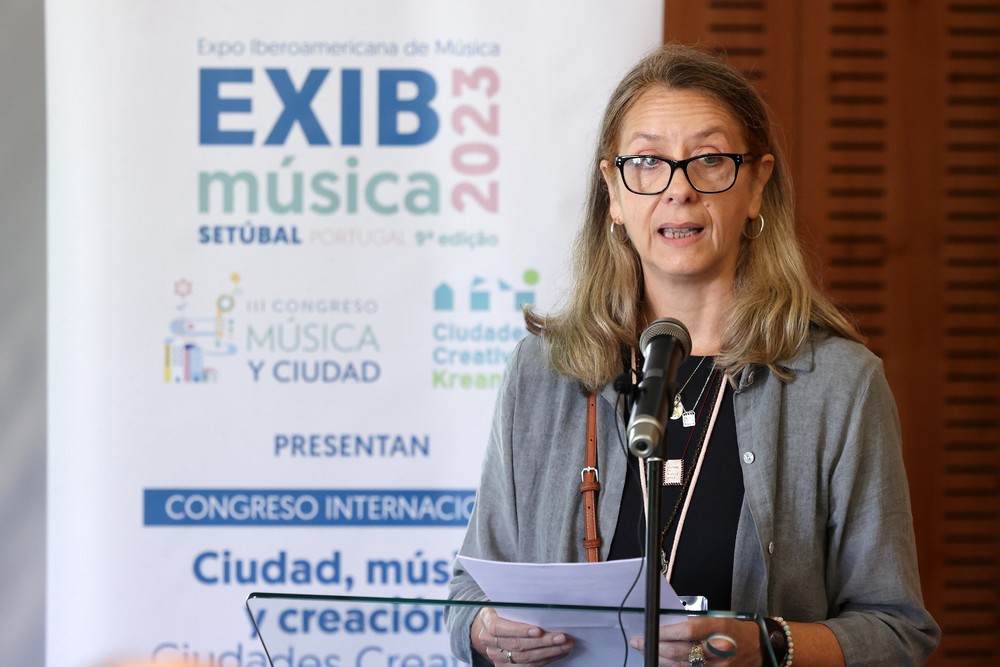 Exib Música 2023 - sessão de abertura - auditório do Mercado do Livramento - diretora-geral da Exib Música, Adriana Pedret