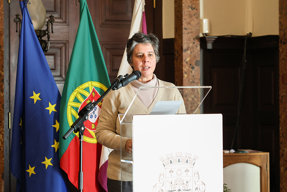 Vice-presidente da Câmara Municipal, Carla Guerreiro, na cerimónia da assinatura do contrato de financiamento para requalificação do Forte de São Filipe