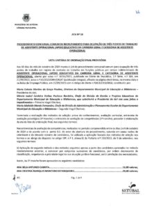 miniatura de ata n.º 10 – Lista Unitária Ordenação Final Provisória