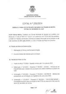 miniatura de Edital 299-2024 – Ordem de Trabalhos – 06-11-2024