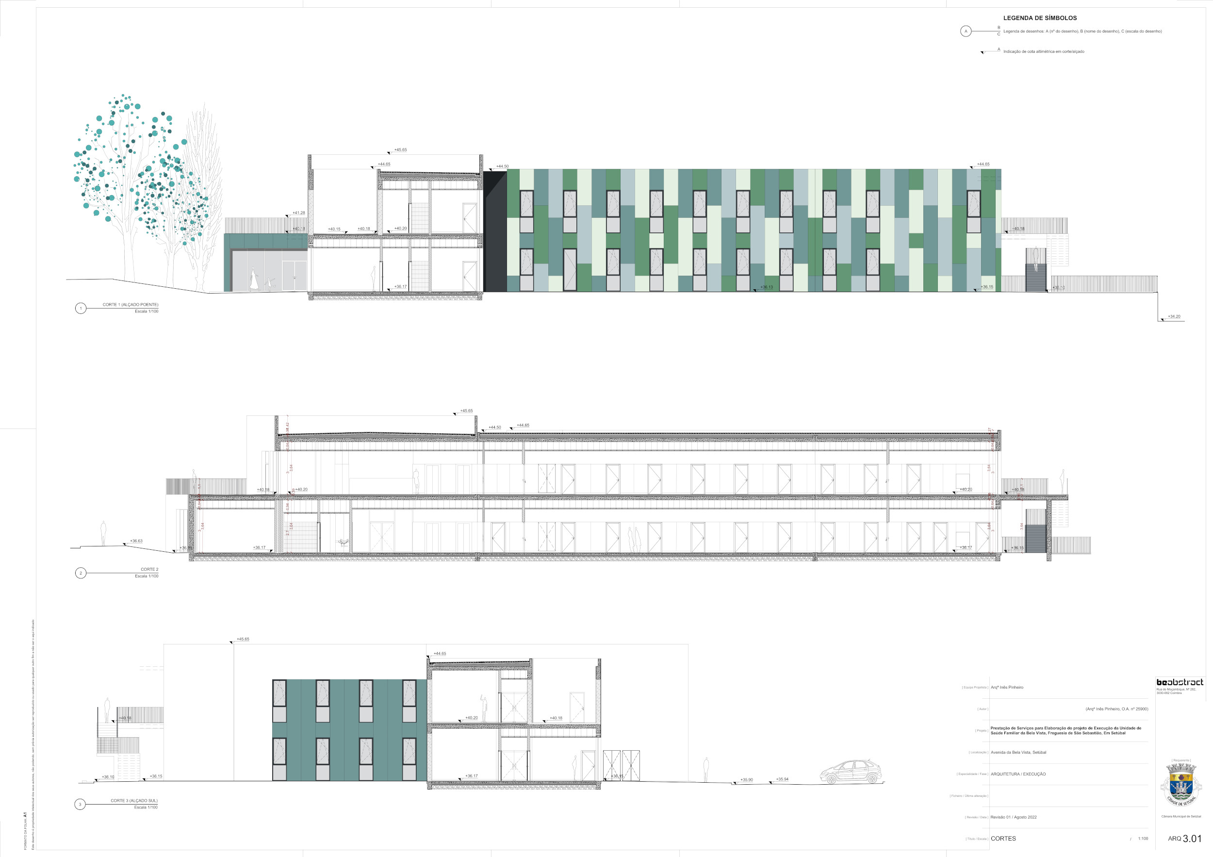 Unidade de Saúde Familiar da Bela Vista | Alçados - Cortes