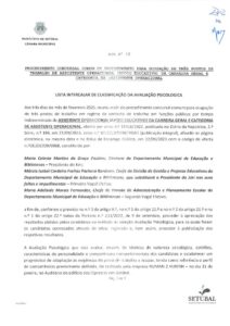 miniatura de Ata n.º 15 – Lista Intercalar Classificação da AP
