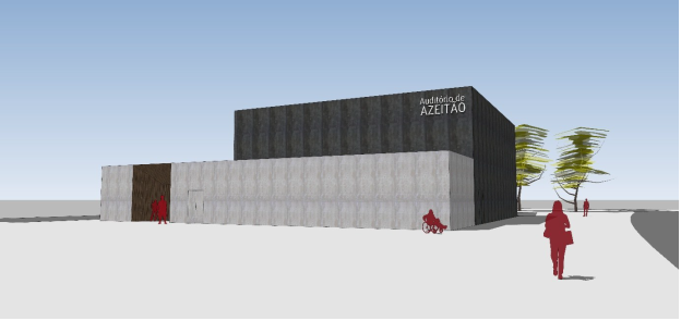 Auditório de Azeitão | Imagem 3D | Vista a partir da Rua de S. Gonçalo