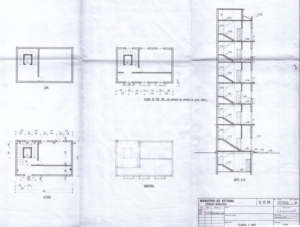 Obra | Manutenção da casa de treino do quartel dos Bombeiros Sapadores de Setúbal | Plantas e Cortes