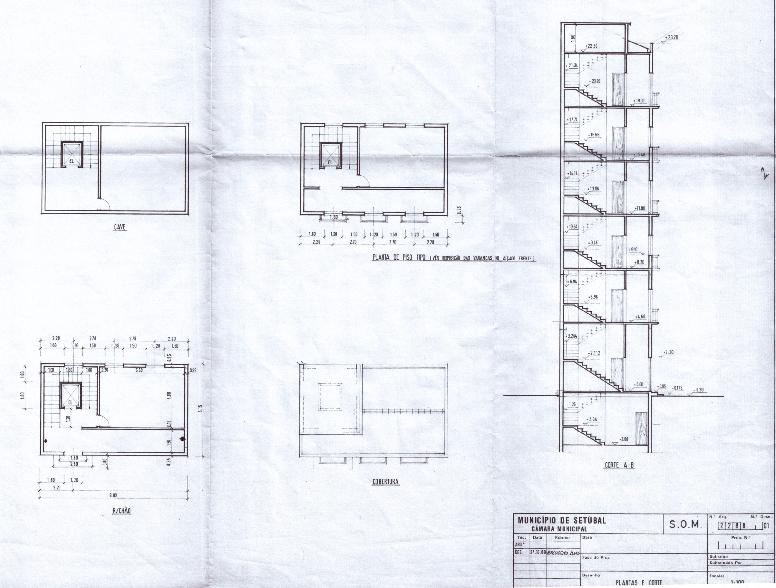 Obra | Manutenção da casa de treino do quartel dos Bombeiros Sapadores de Setúbal | Plantas e Cortes