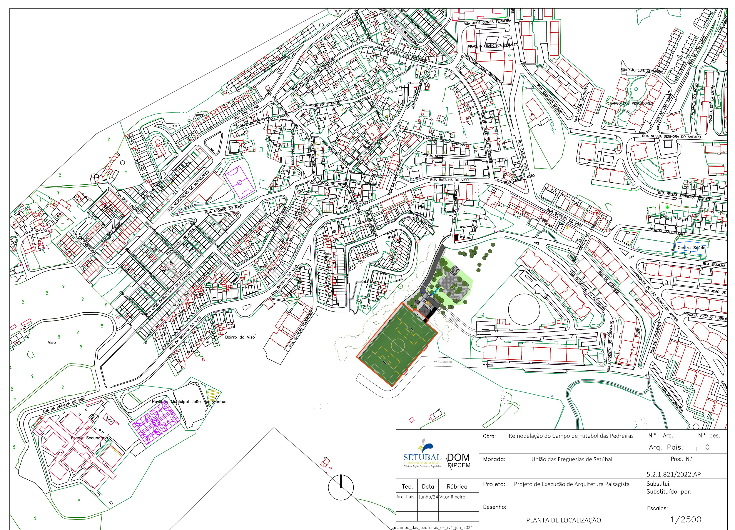 Obra | Remodelação do Campo de Futebol das Pedreiras | Planta de Localização Obra | Remodelação do Campo de Futebol das Pedreiras | Planta de Localização