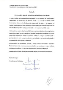 miniatura de Saudação – Aniversário da União Cultural Recreativa e Desportiva Praiense-PSD