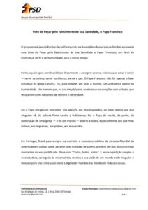 miniatura de m) PSD_Voto de Pesar_Papa Francisco