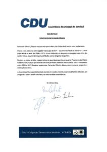 miniatura de t) CDU_Voto de Pesar_Fernando Oliveira