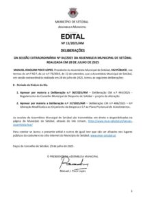 miniatura de Edital 13-2025-AM – Deliberações da Sessão Extraord. 28.07.2025