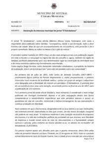 miniatura de GAP 32-2025 – Declaração de interesse municipal do jornal O Setubalense