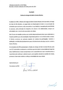 miniatura de Saudação – Núcleo de Amigos do Bairro Santos Nicolau (PSD)