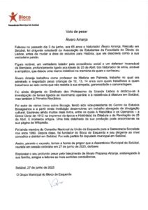 miniatura de m) BE_Voto Pesar Álvaro Arranja