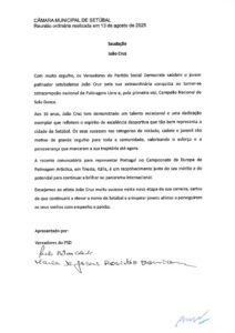 miniatura de Saudação – João Cruz (PSD)