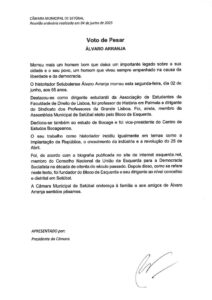 miniatura de Voto Pesar – Alvaro Arranja (CDU)
