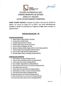 miniatura de Edital n.º 196-2025 – Listas definitivamente admitidas – JF Sado