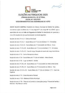 miniatura de Edital n.º 203-2025 – Desdobramento das assembleias de voto – UF Setúbal