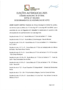 miniatura de Edital n.º 204-2025 – Desdobramento das assembleias de voto – JF S. Sebastião