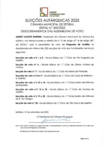 miniatura de Edital n.º 205-2025 – Desdobramento das assembleias de voto – JF Azeitão