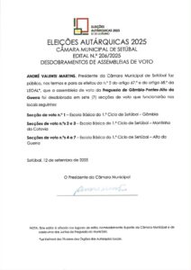 miniatura de Edital n.º 206-2025 – Desdobramento das assembleias de voto – JF Gâmbia