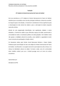 miniatura de Saudação – 27ª edição do Festival Internacional de Teatro de Setúbal (PSD)