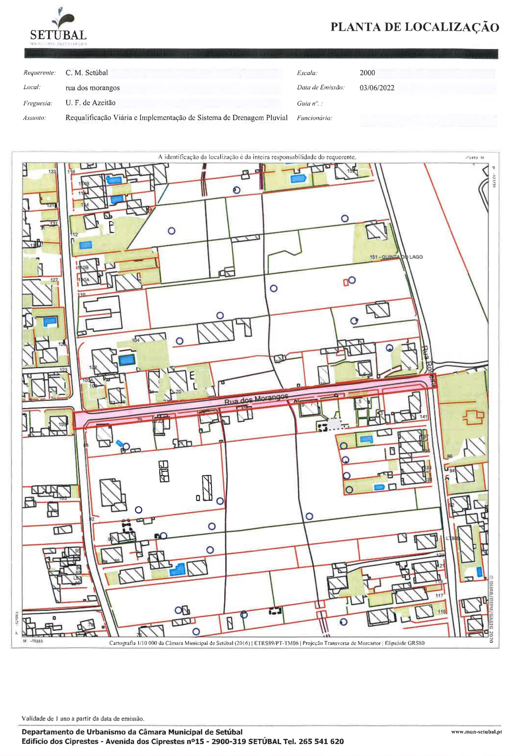 Obra | Rua dos Morangos | Planta de Localização