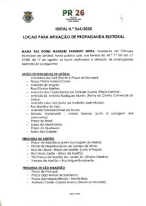 miniatura de Edital n.º 264-2025 LOCAIS PARA AFIXAÇÃO DE PROPAGANDA ELEITORAL