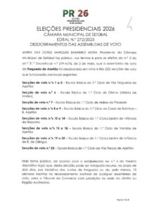 miniatura de Edital n.º 272-2025 – Desdobramento das assembleias de voto – JF Azeitão