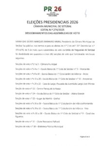 miniatura de Edital n.º 274-2025 – Desdobramento das assembleias de voto – UF Setúbal