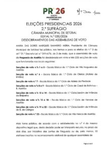 miniatura de Edital n.º 030-2026 – Desdobramento das assembleias de voto – JF Azeitão