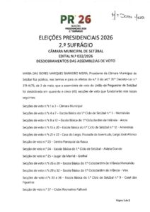 miniatura de Edital n.º 032-2026 – Desdobramento das assembleias de voto – UF Setúbal
