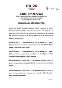 miniatura de Edital n.º 26-2026- Locais e horário S. Sebastião