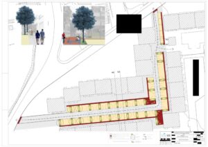 Plano Geral da construção de espaço nas traseiras da Rua de Vanicelos e Praceta das Amoreiras
