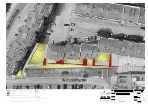 Plano Geral da construção de espaço nas traseiras da Rua de Vanicelos e Praceta das Amoreiras