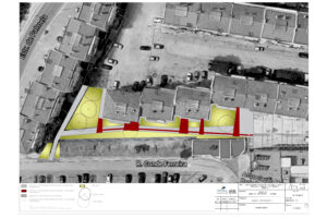 Plano Geral da construção de espaço nas traseiras da Rua de Vanicelos e Praceta das Amoreiras