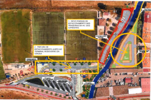 Localização da obra - parque de estacionamento das traseiras da Av. dos Ciprestes e pintura de lugares de estacionamento junto ao Terminal da Várzea