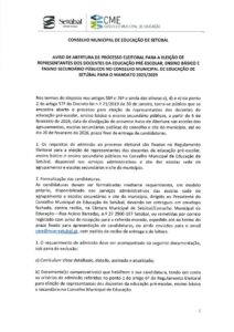 miniatura de Aviso de Abertura Processo Eleitoral Representantes de Docentes da Educação PE, EB e ES Públicos no CMES – 2025-2029