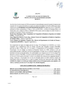 miniatura de ATA N.º2 – Classificação da Fase de Formação Prática do Estágio de Bombeiro Sapador Recruta