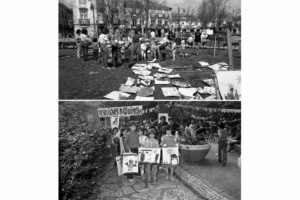 Arquivo Municipal | Documento do Mês | imagem das celebrações da época no Largo do Bocage e no Jardim do Bonfim, onde os sorrisos e os desenhos das crianças transmitem uma mensagem intemporal: "Vivam as Crianças!".